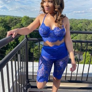 Lace blue two piece set